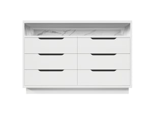 Commode 6 tiroir(s) BGSRYAO coloris blanc largeur 120 cm