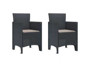 Lot de 2 chaises de jardin, chaises d'extérieur anthracite polypropylène cf30015
