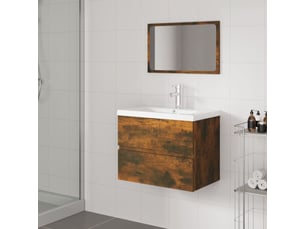 Meubles de salle de bain, armoire salle de bain chêne fumé bois d'ingénierie cf65461