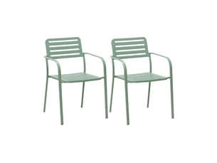 Lot de 2 fauteuils de jardin empilables en métal vert - baca