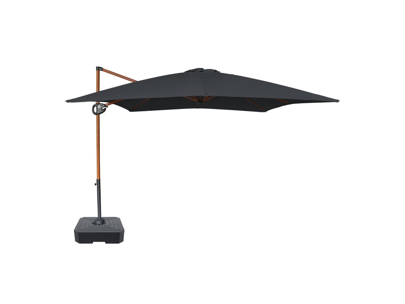  Axi mira parasol déporté carré avec pied, 300 x 300 cm, aspect boisgris| pour le jardin terrasse, toile anti-uv indice upf 30+ | housse de protection inclus | inclinable à 360°  - Conforama A