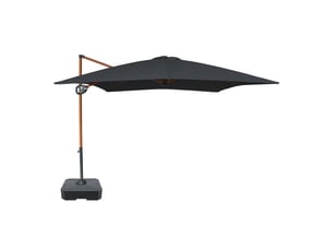 Axi mira parasol déporté carré avec pied, 300 x 300 cm, aspect boisgris| pour le jardin terrasse, toile anti-uv indice upf 30+ | housse de protection inclus | inclinable à 360°