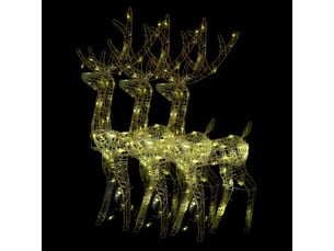 Décorations de noël de renne acrylique 3 pcs 128 cm blanc chaud