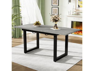 Table à manger extensible 140180 x 80 x 75 cm, effet béton et noir, mdf et métal