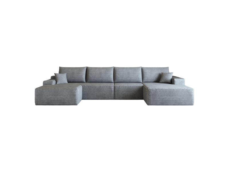 Canapé modulable gris 270cm, canapé d'angle en l moderne avec méridienne, assise profonde, sans montage - Conforama A