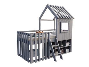 Lit cabane 90x200 cm <strong></strong> <strong></strong> coloris gris