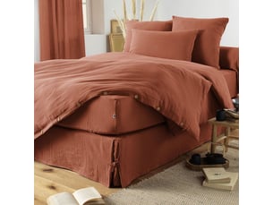 Housse de couette gaze de coton 140x200 cm gaia rouge terracotta