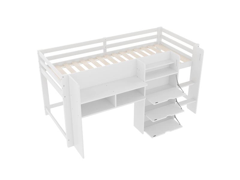 Lit mezzanine mi-hauteur 90x200 cm – rangements et espace de jeux pour enfant - Conforama C