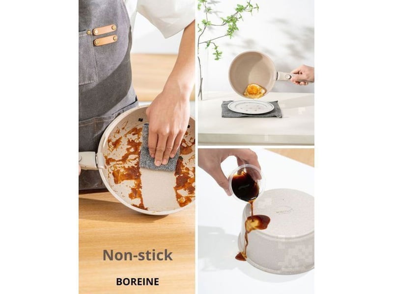 Cocotte poele et casseroles effet pierre set 7 pieces avec manche amovible induction four 250 c marron 370018_AAAPW21975_6_DROPFR - Conforama C