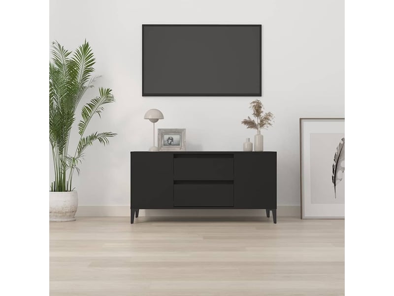  Meuble tv - banc tv - meuble de rangement noir 102x44,5x50 cm bois d'ingénierie  - Conforama C