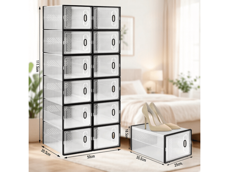 Boîtes rangement modèle modular, 12 pièces empilables, chaussures, livres, jouets, placard, salle bain - Conforama C
