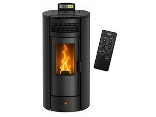 Poêle à granulés étanche flora 14 kw + télécommande - noir