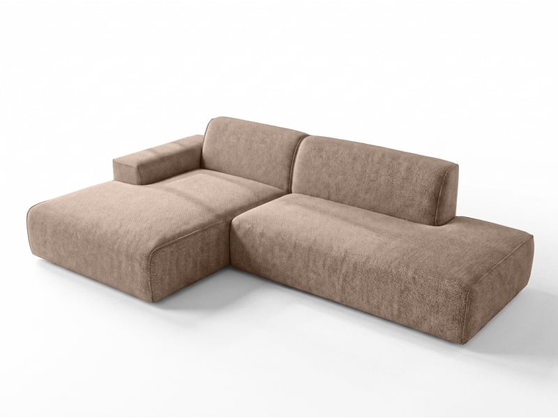  Canapé d'angle moderne didim duo, 288 cm, couleur marron chaud, revętement en velours g Didim Duo - Conforama A