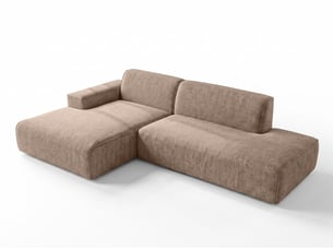 Canapé d'angle gauche fixe <strong>AX LIVING </strong> <strong>Didim Duo</strong> 5 places Tissu marron chocolat