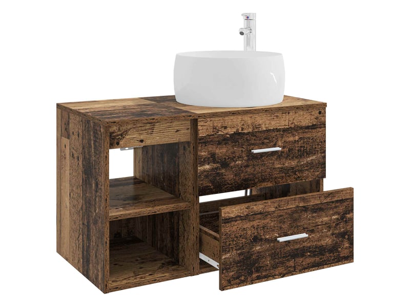  Ensemble de mobilier de salle de bain 2 pcs bois ancien shl8119  - Conforama D