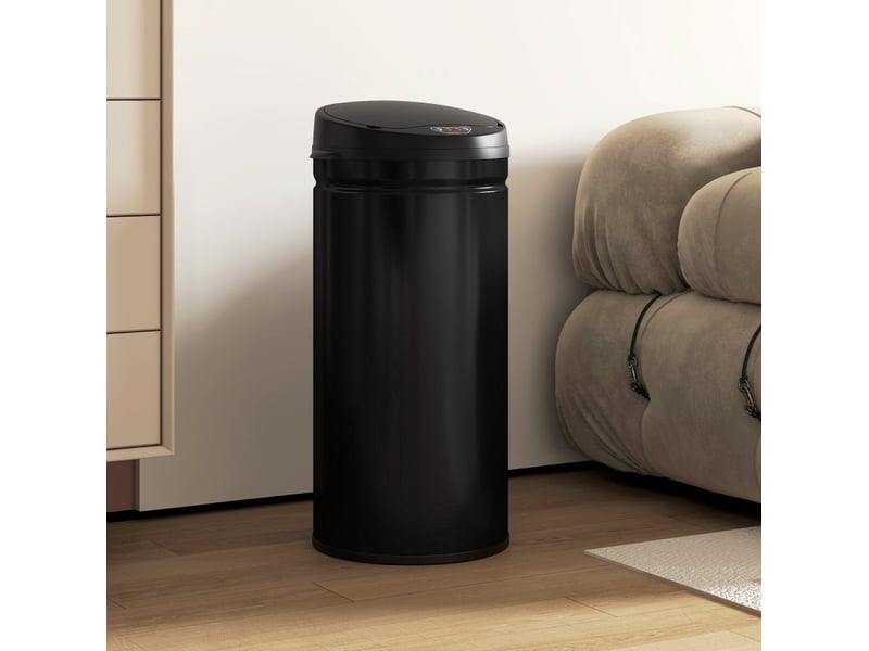 Poubelle à capteur 42 l 30,5 x 30,5 x 68 cm – noire – couvercle soft-close sans contact en acier inoxydable - Conforama B