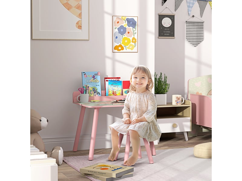  Ensemble table et chaise enfant table pour enfant avec chaise avec porte-livres motifs d'ours pour enfants 3-8 rose ans  - Conforama D