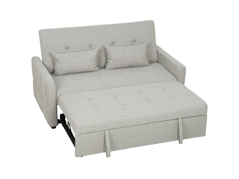 Canapé convertible 2 places 3 en 1, canapé-lit clic-clac, lit gigogne, dossier réglable, marron clair, 158x85x85cm - Conforama B