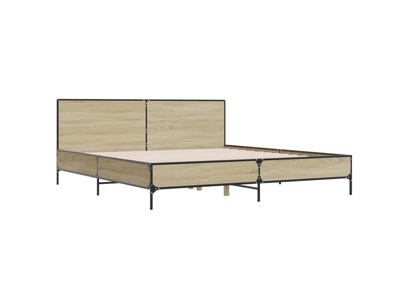  Lit double- lit adulte -  cadre de lit sans matelas chêne sonoma 200x200 cm  - Conforama B