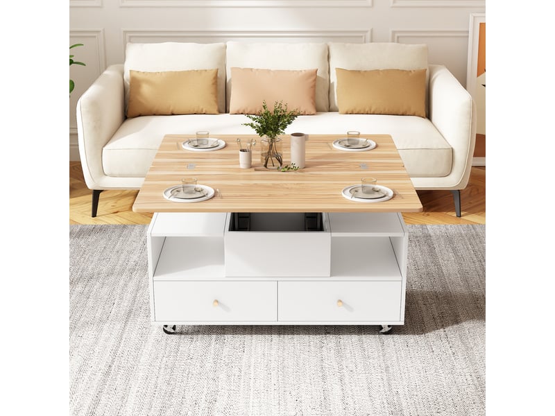  Table basse relevable hydraulique convertible en table à manger  - Conforama D