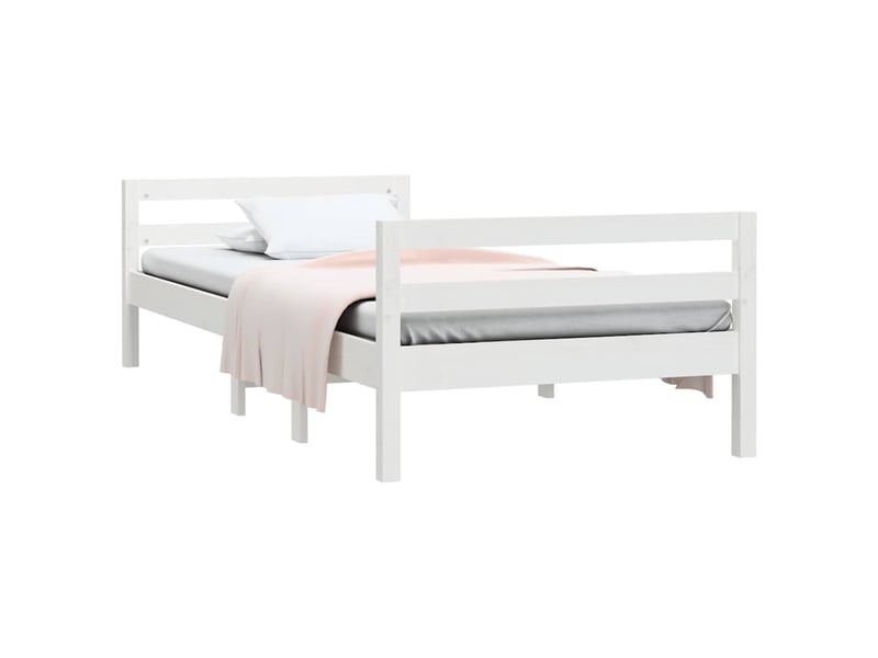  Lit simple- lit adulte -  cadre de lit sans matelas blanc 90x190 cm bois de pin massif  - Conforama B