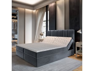 Lit avec rangement 140x200 cm <strong>MASSENO</strong> <strong></strong> coloris gris
