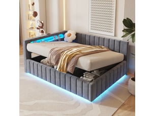 Lit coffre 140x200 cm MODENUIT    coloris gris