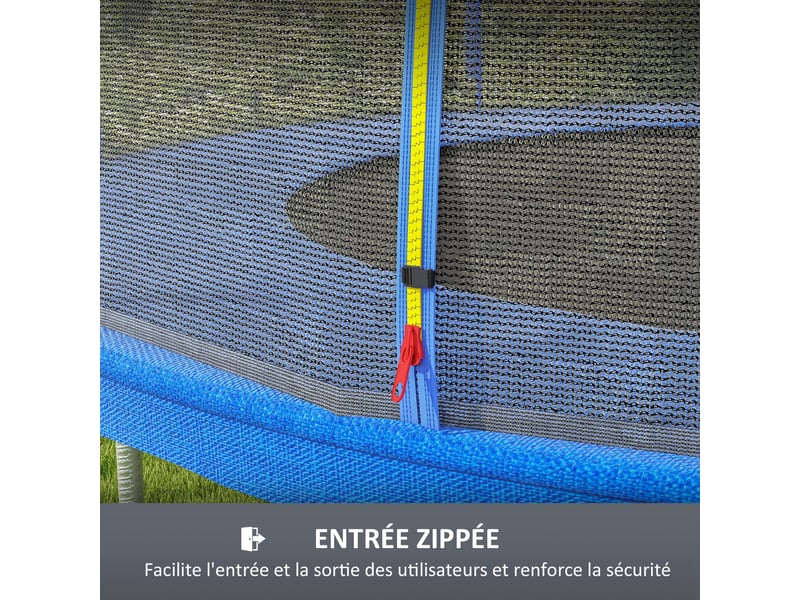  Filet de remplacement pour trampolines ø 366 cm 8 poteaux droits filet de sécurité pour trampolines, entrée zippée  - Conforama E