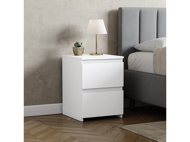  Table de chevet denver, commode de nuit, chambre, rangement, grand, 2 tiroirs, blanc 3331835 - Conforama B