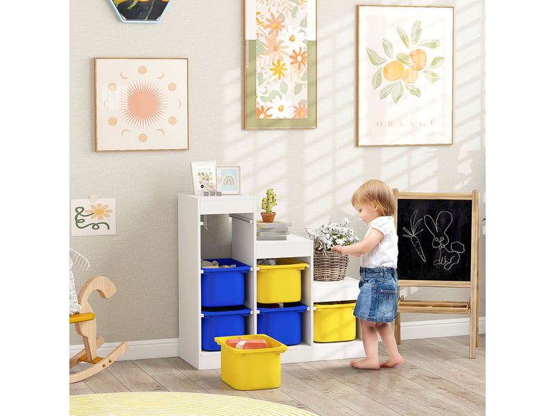  Meuble de rangement pour jouets 3 niveaux 3-8 ans bleu jaune  - Conforama B