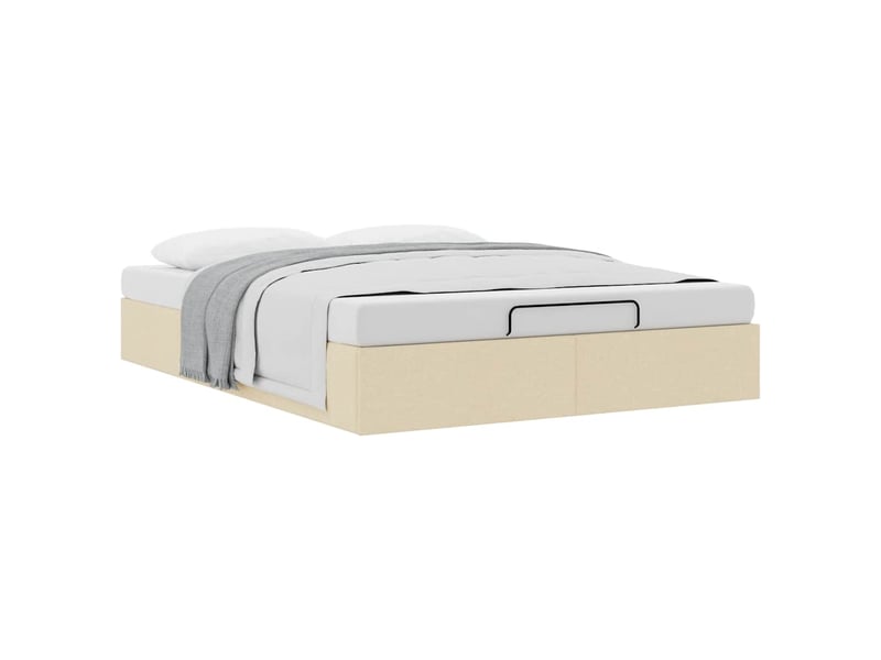  Lit double- lit adulte -  cadre de lit ottoman sans matelas crème 140x190 cm tissu  - Conforama D