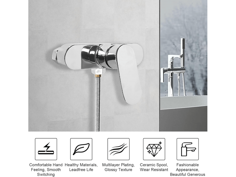  Mitigeur monocommande douche chromé - robinet mural avec raccord fileté pour flexible g12, moderne et pratique  - Conforama C