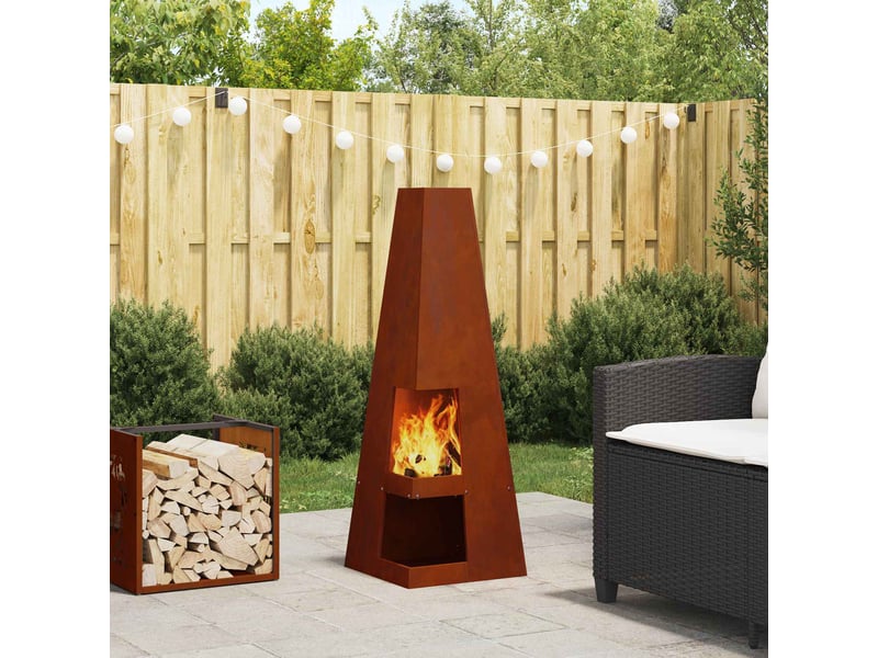  Brasero exterieur, foyer camping rouillé 35x35x100 cm  - Conforama B