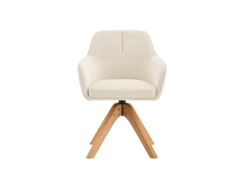  Chaise bois massif pivotante 360° – lot de 2, dossier ergonomique, assise beige, design moderne  - Conforama A