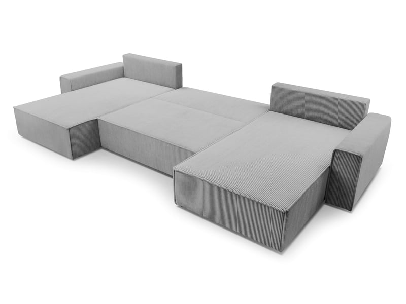 Canapé d’angle en velours côtelé blanc cedria – 287 cm Cedria U - Conforama C