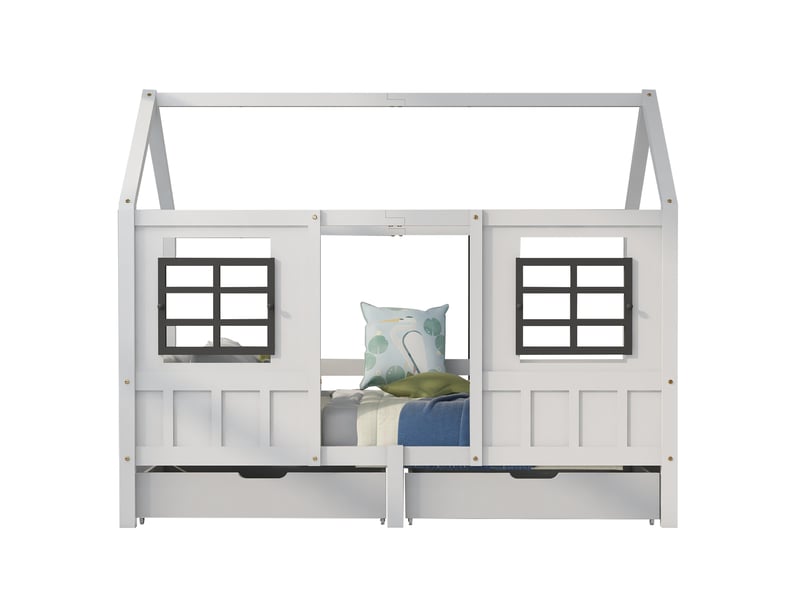  Lit en bois massif blanc 97x207 cm  - Conforama A