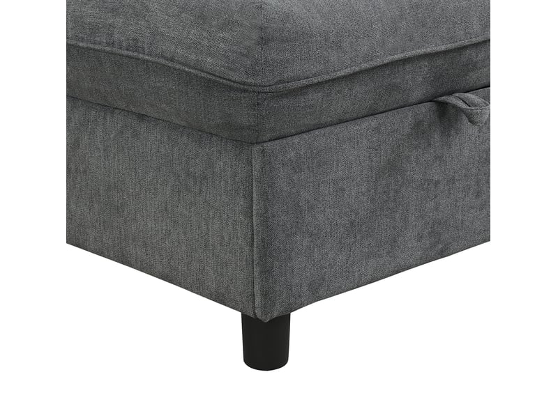 Canapé modulable convertible 4 places gris en tissu, rangement sous assise et 8 coussins pour le salon - Conforama D