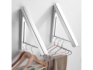 Porte-manteau mural pliable en alliage d'aluminium, séchage invisible et peu encombrant, argenté, lot de 2, gris
