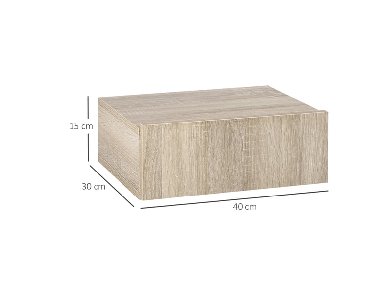  Ensemble de 2 tables de chevet suspendues avec 1 tiroir, fixation murale, style moderne, 40 x 30 x 15 cm, naturel  - Conforama E
