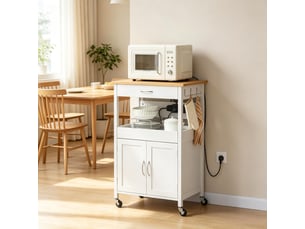 Desserte de cuisine mobile, chariot de rangement multifonction, îlot cuisine compact, blanc