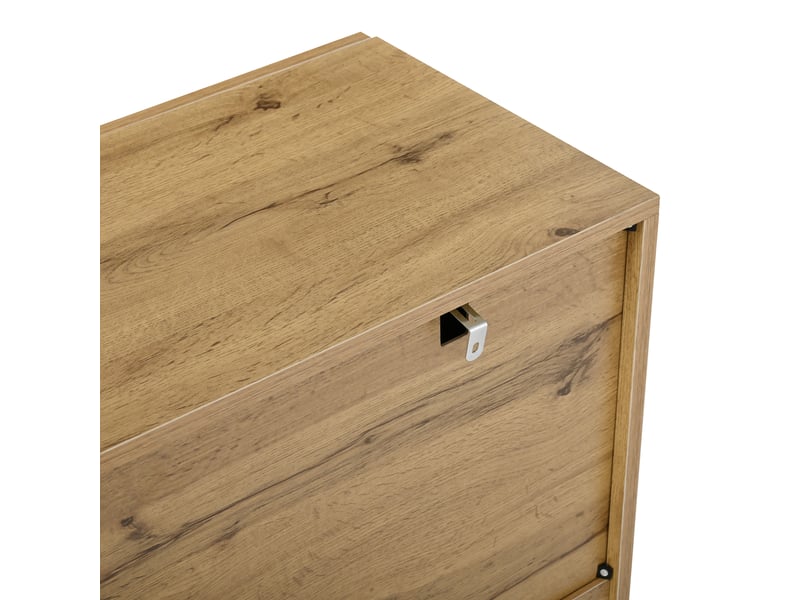  Buffet 120x35.5x90.5 cm, meuble bas avec 4 tiroirs et 2 portes, charge max 50 kg, pieds 8 cm, design moderne noir et bois  - Conforama R