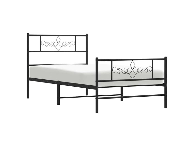 Lit simple- lit adulte -  cadre de lit métal sans matelas et pied de lit noir 100x200 cm  - Conforama D