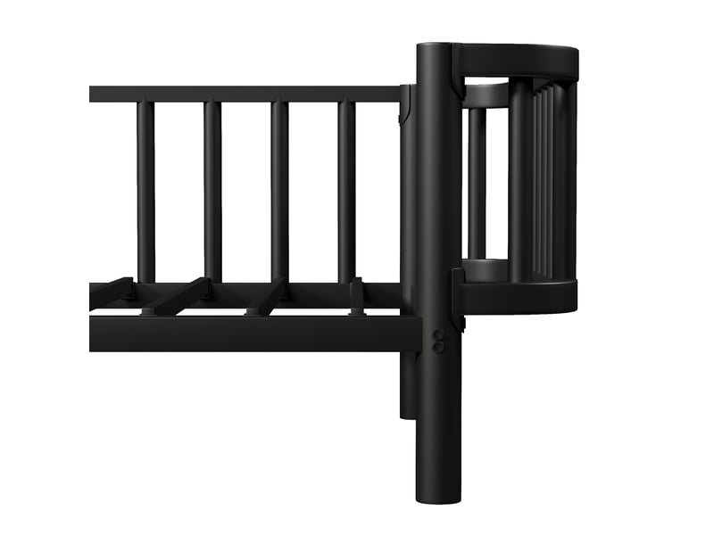  Lit banquette en métal, lit simple 90×200 cm avec cadre bas et lattes en acier, sans matelas, noir  - Conforama E