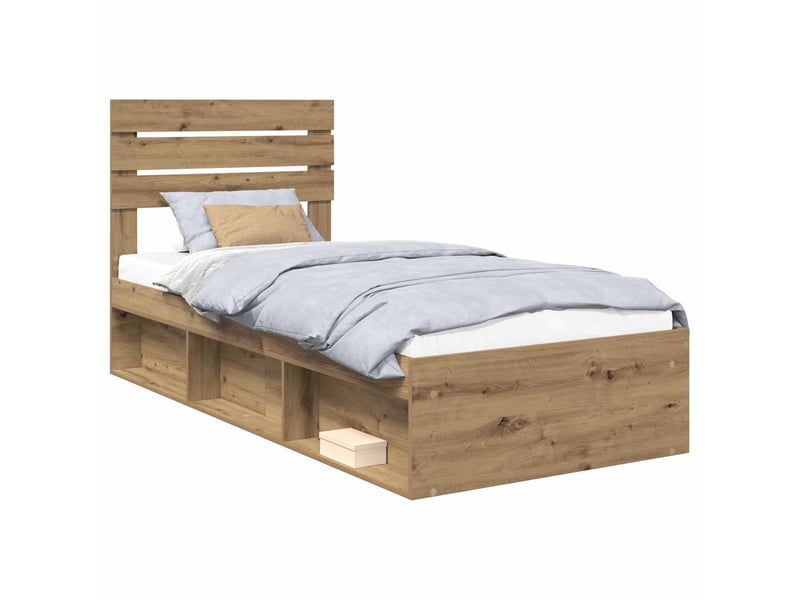 Lit simple- lit adulte -  cadre de lit chêne artisan 100 x 200 cm pin massif  - Conforama A