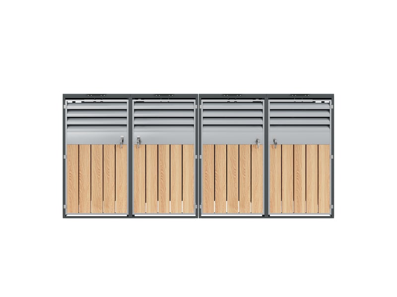  Cache-poubelles 4 compartiments avec couvercle rabattable, ventilation à lames, métal verrouillable  - Conforama A