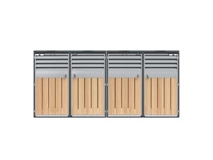 Cache-poubelles 4 compartiments avec couvercle rabattable, ventilation à lames, métal verrouillable