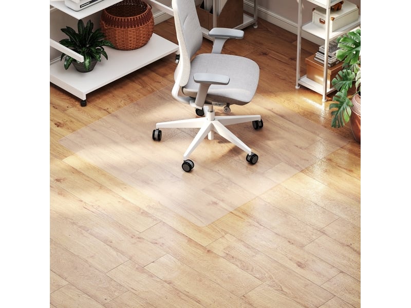  Tapis de protection de sol carré 120 x 120 cm transparent en plastique, antidérapant pour chaise de bureau  - Conforama E