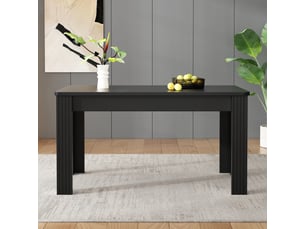 Table à manger moderne noire, rectangulaire, 4 pieds, stable, style minimaliste, multifonctionnelle