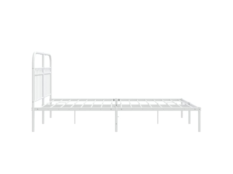  Lit double- lit adulte -  cadre de lit métal sans matelas et tête de lit blanc 140x190 cm  - Conforama D