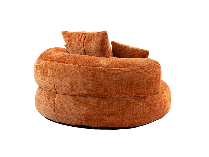 Fauteuil pouf en chenille, dossier haut avec accoudoirs et assise spacieuse, pour détente et gaming, orange - Conforama C